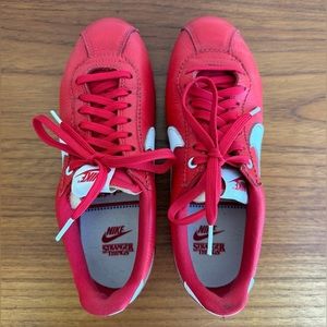 Nike x Stranger Things Classic Cortez Red & White + charms! Size US 6